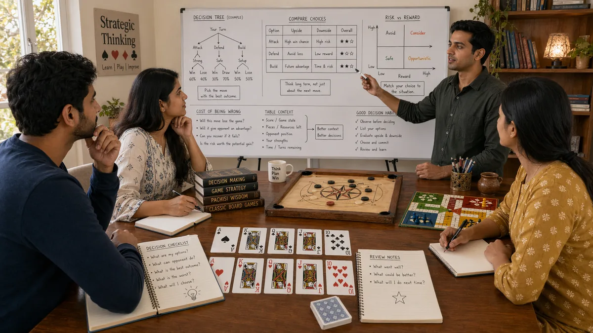 Desi game decision making educational illustration