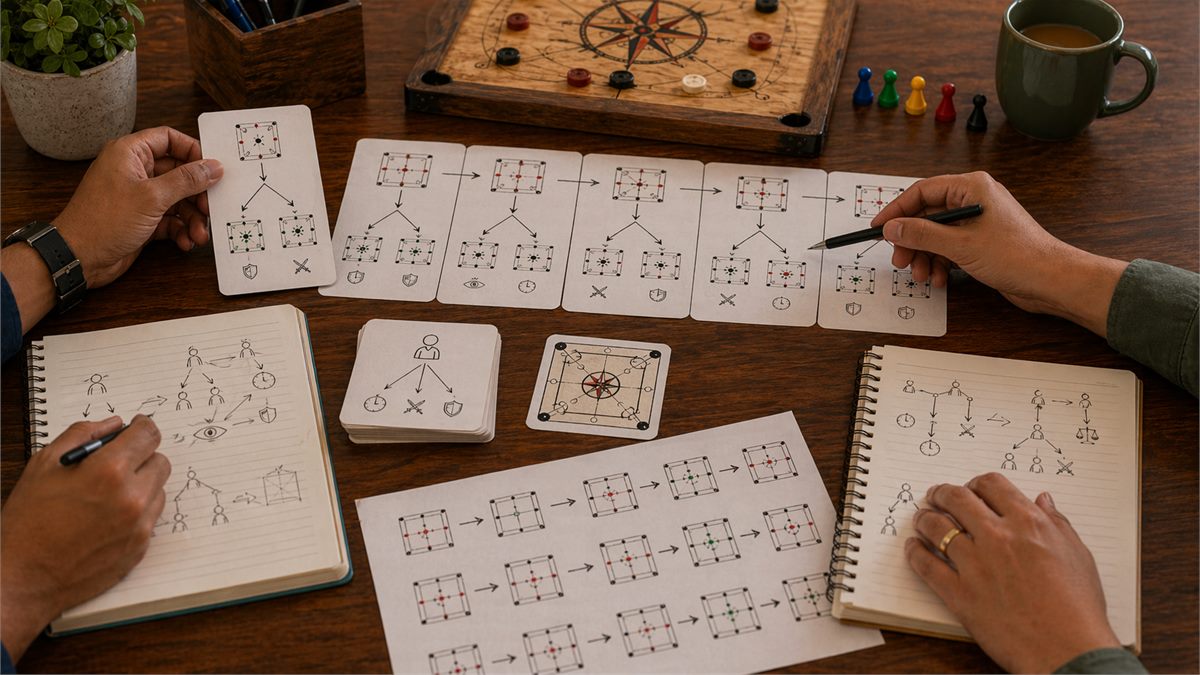 Strategic planning lesson with future move sequences and game flow mapping